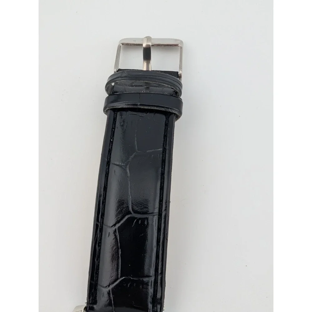 Vivani Watch Women 23mm Silver Tone‎ Case Black Band- New Battery